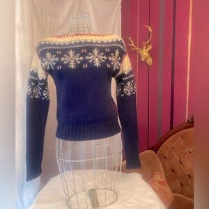 Rugby Ralph Lauren Navy and Cream Snowflake Sweater